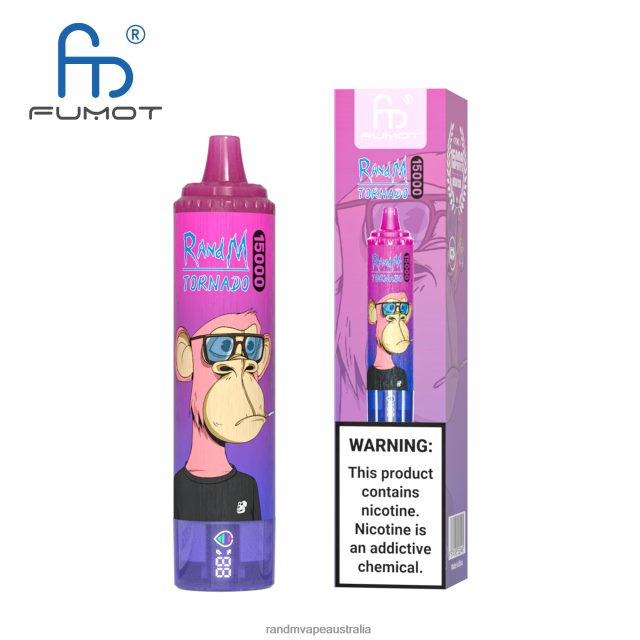 RandM Vape Sale - Fumot RandM Tornado 15000 Vape Device With Battery And Ejuice Display Version 2 6NRPJ446 Blueberry Bubblegum